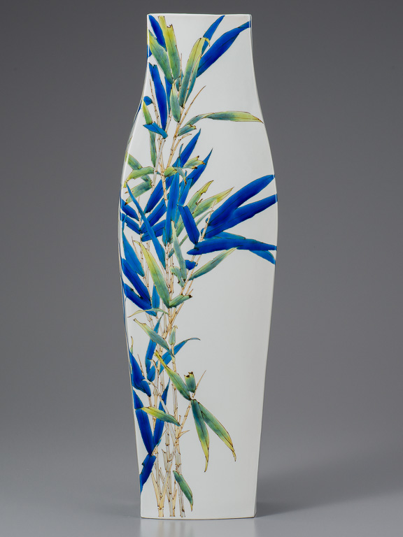 笹文扁壺   Flat vase with bamboo leaves design