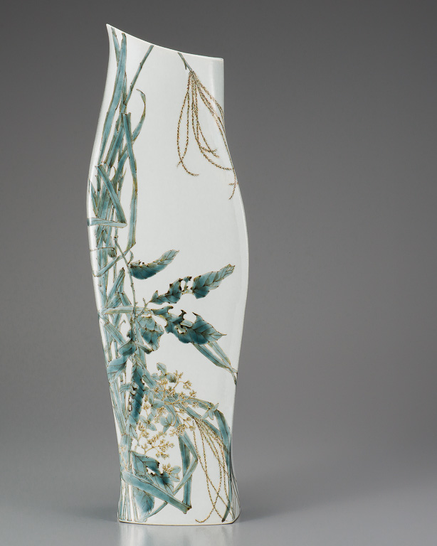 枯野図扁壺　　Flat vase with autumn grass design